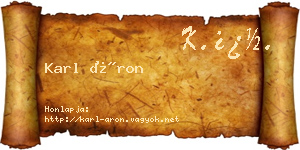 Karl Áron névjegykártya